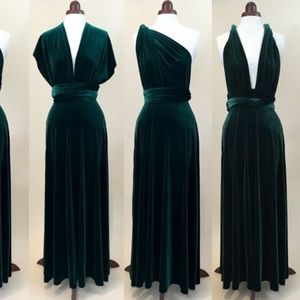EUC Green Velvet Infinity Evening Gown w/ Bandeau